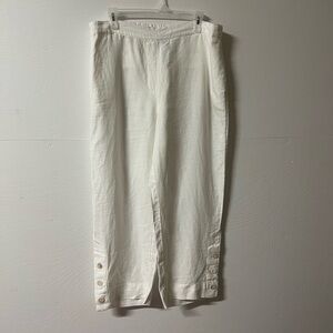 Chico's 100% Linen Wide Leg Pull on Pants Women’s 2.5 12/14 Lagenlook White